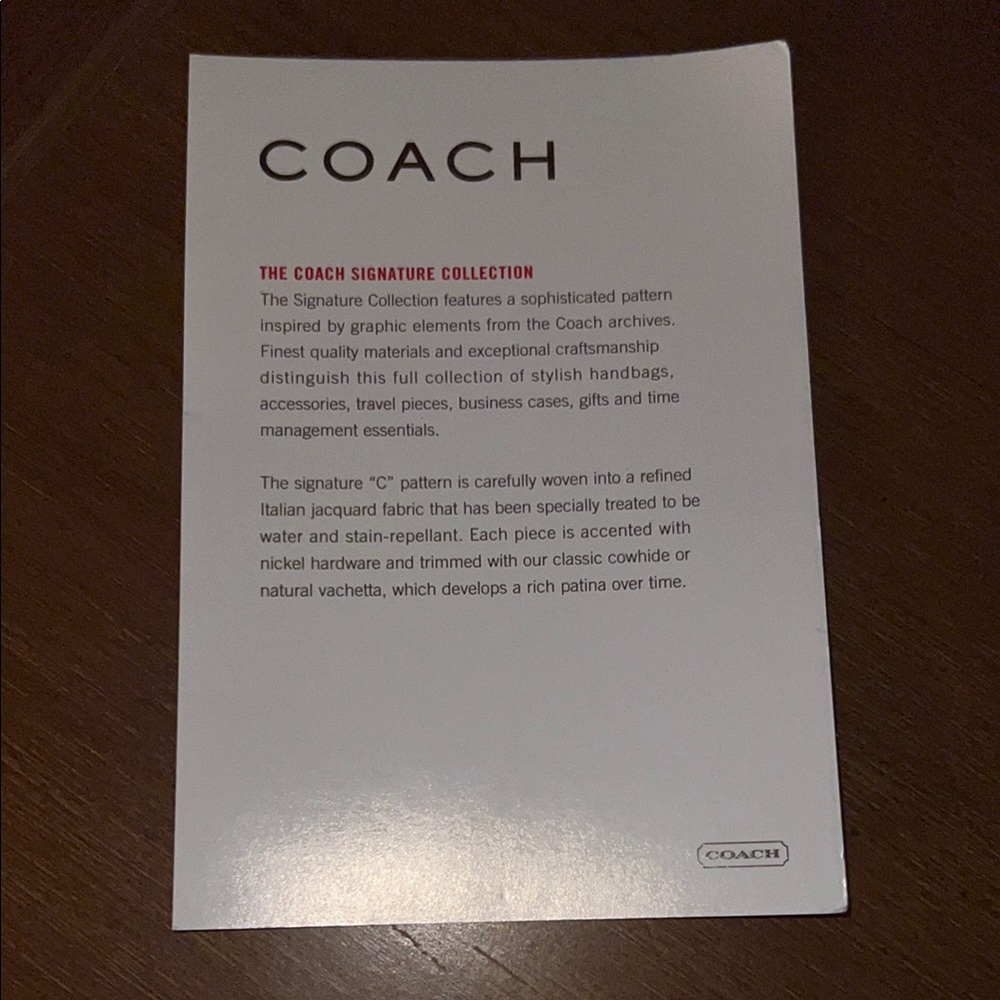 Coach Signature Collection Large Care Card